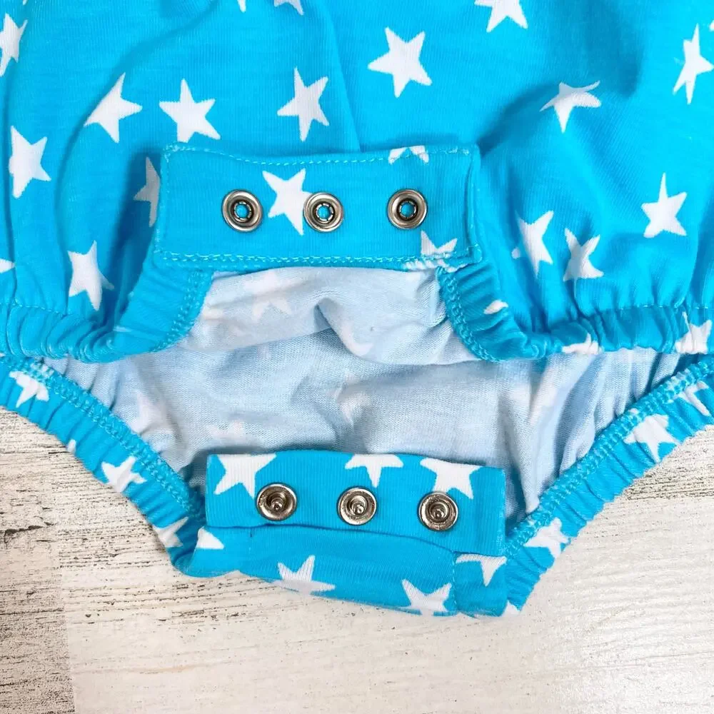 Cat & Jack Bubble Romper Baby 3-6M Blue White Star Print Patriotic Summer